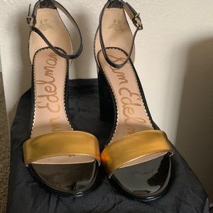 These heels have been gently worn 3 times. They are about 4inch chunky heels.